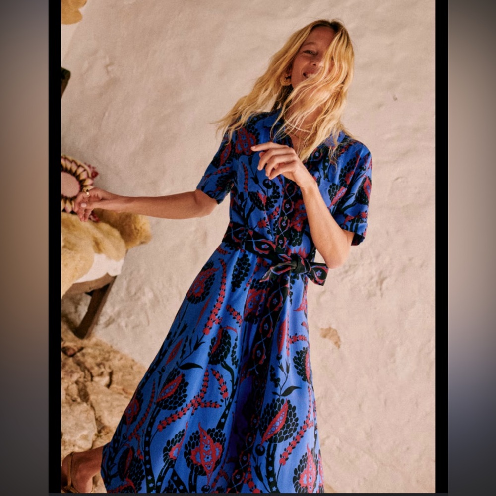Sezane Adele Robe Midi Dress in Alta Blue 36